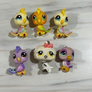 Littlest Pet Shop LPS Bird Figure Lot (6) – Parrot Chick Owl Hasbro